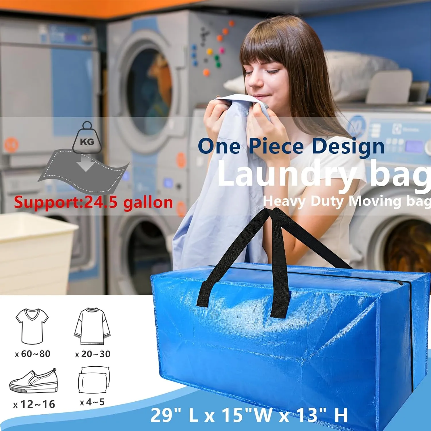 10 Pack Heavy Duty Extra Large Moving Bags Storage Tote - Strong Handles& Backpack Straps - Space Saving Storage Bags Alternative to Moving Boxes and Bins,Compatible with Ikea Frakta Cart, Blue