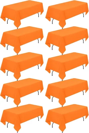 10 Pack Orange Tablecloth 60x102 inch Polyester Fabric Tablecloths for 6 Foot Rectangle Tables Wrinkle Resistant Linen Tablecloth Washable Table Covers for Party Wedding Events and Camping