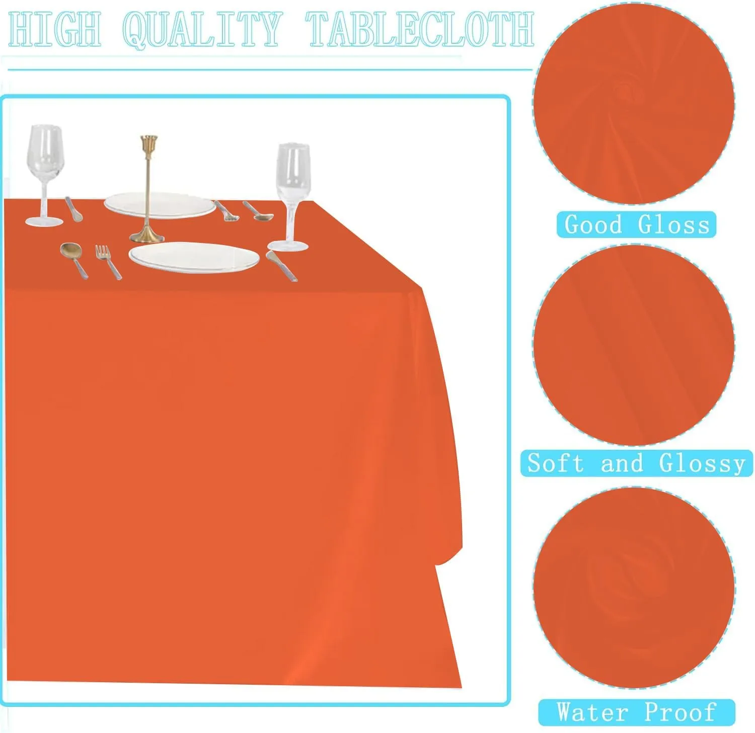 10 Pack Orange Tablecloth 60x102 inch Polyester Fabric Tablecloths for 6 Foot Rectangle Tables Wrinkle Resistant Linen Tablecloth Washable Table Covers for Party Wedding Events and Camping