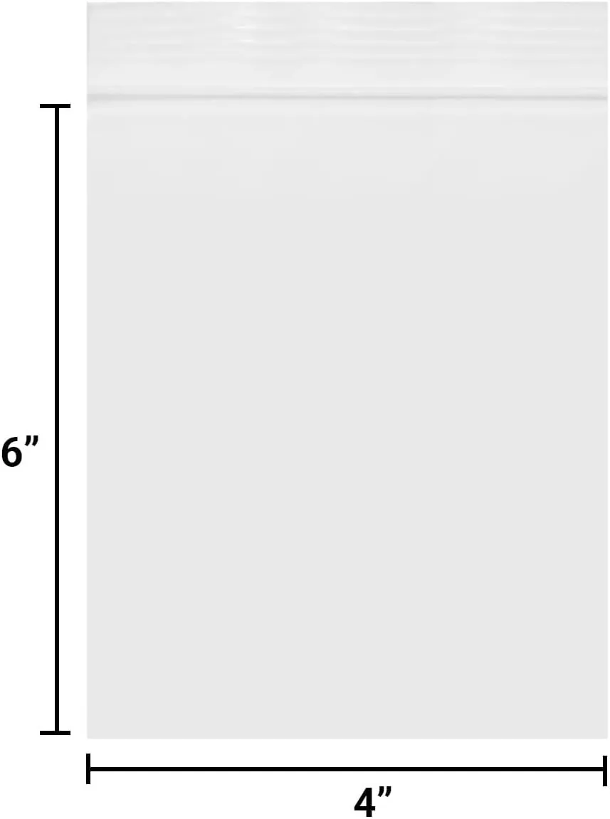 1000 Count 4" x 6" 2 Mil Clear Plastic Resealable Zip Bags, Strong & Durable Poly Baggies with Resealable Zip Top Lock for Travel, Storage, Packaging & Shipping