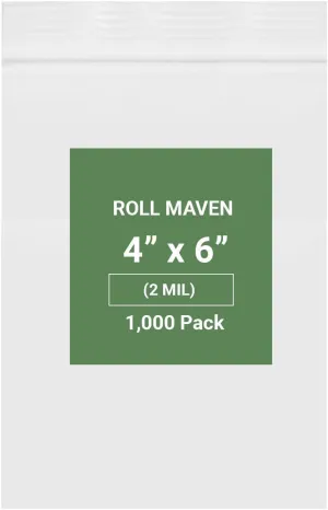 1000 Count 4" x 6" 2 Mil Clear Plastic Resealable Zip Bags, Strong & Durable Poly Baggies with Resealable Zip Top Lock for Travel, Storage, Packaging & Shipping