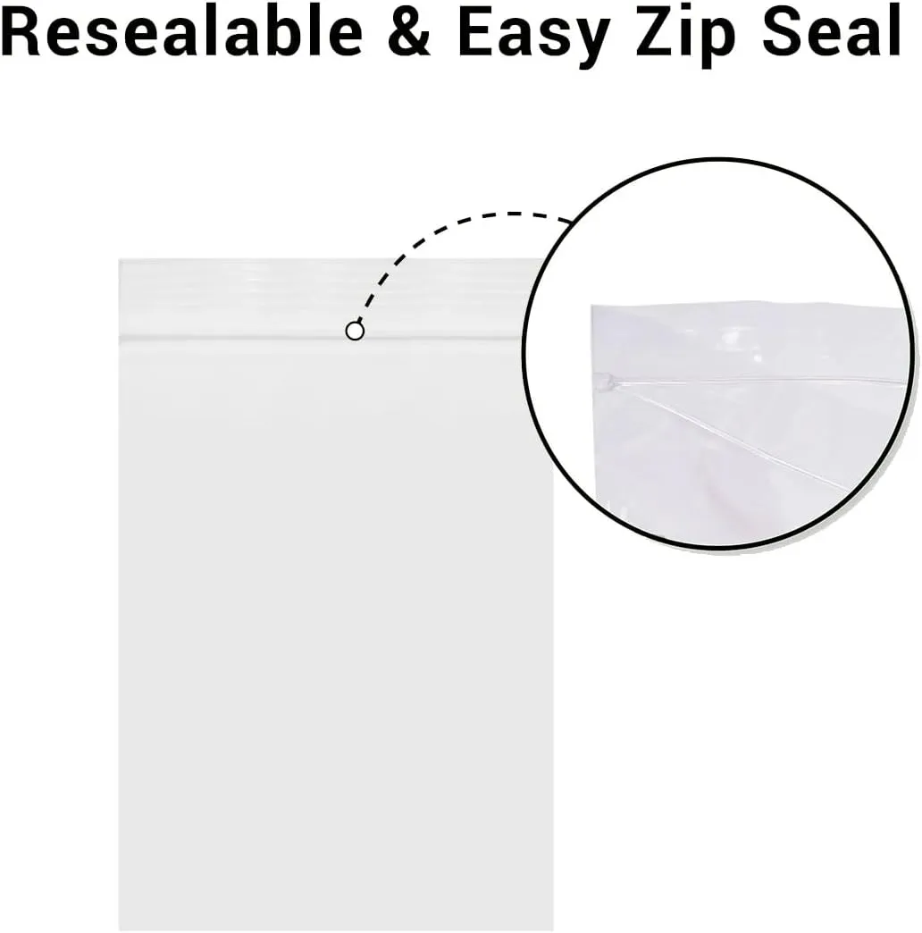 1000 Count 4" x 6" 2 Mil Clear Plastic Resealable Zip Bags, Strong & Durable Poly Baggies with Resealable Zip Top Lock for Travel, Storage, Packaging & Shipping