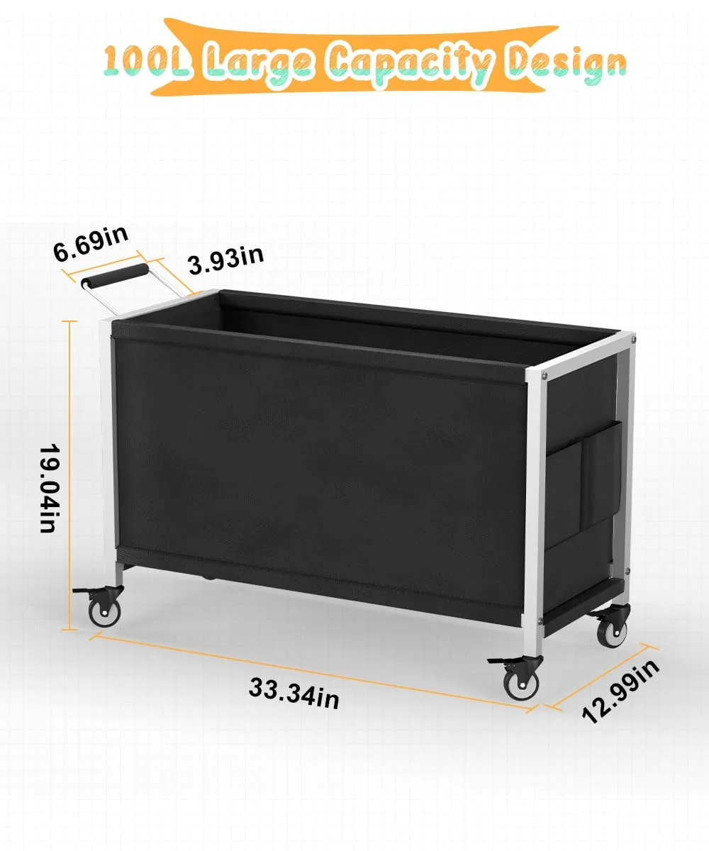 100L Large Kids Toy Box with Wheels, Toy Chest Storage Organizer for Toddlers, Boys, Girls, Toy Storage Bin for Stuffed Animals, PlayRoom, Bedroom, Nursery, Living Room, White