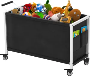 100L Large Kids Toy Box with Wheels, Toy Chest Storage Organizer for Toddlers, Boys, Girls, Toy Storage Bin for Stuffed Animals, PlayRoom, Bedroom, Nursery, Living Room, White