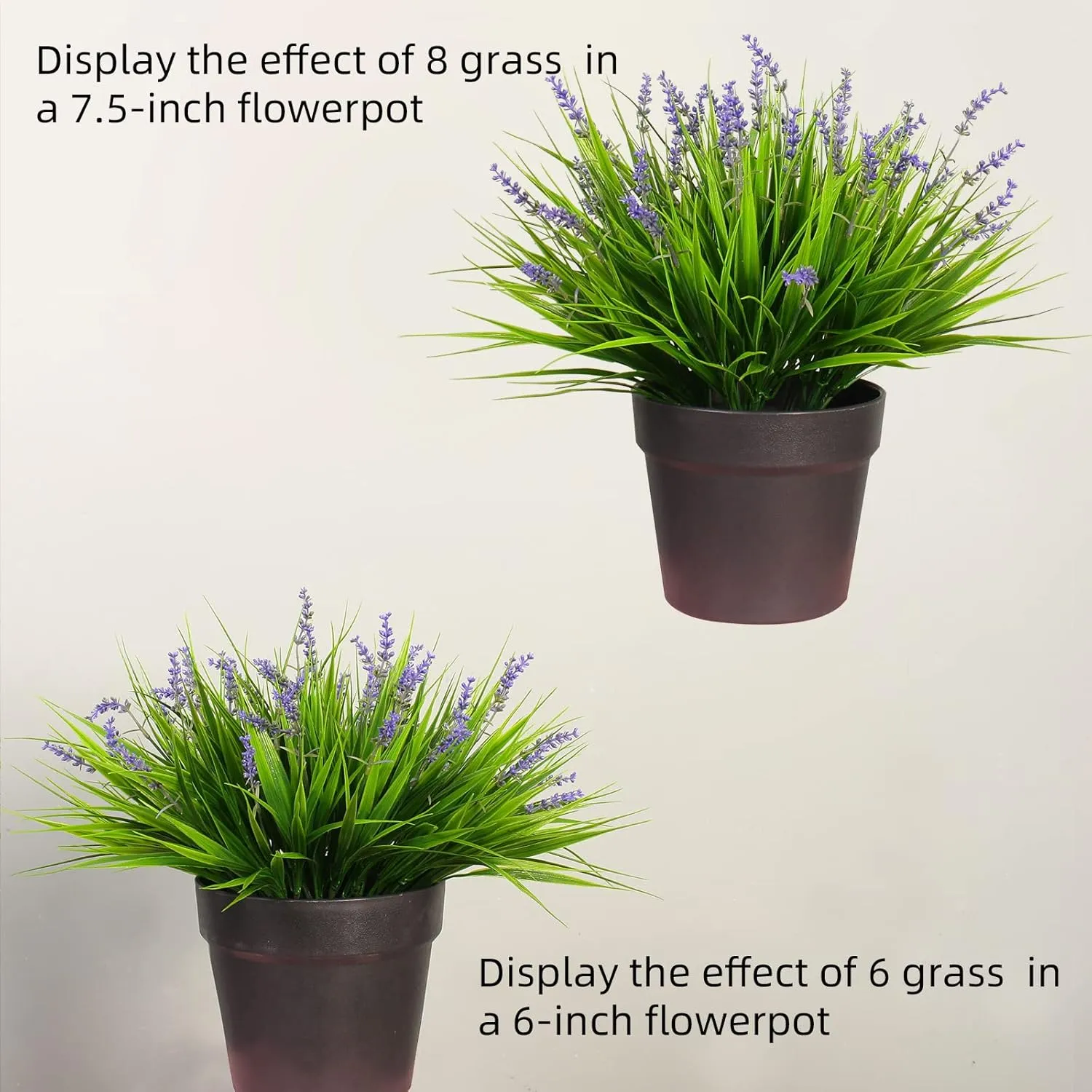 12 Bundles Artificial Plants Outdoor Fake Monkey Grass with Flowers for Pot UV Resistant Plant Decor for Window Garden Patio Hanging Planter Pathway Front Porch (Grass with Flowers)