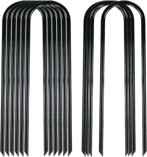 12 Inch Heavy Duty Trampolines Wind Stakes Garden Stakes U-Shaped High Wind Steel Staples for Garden Landscaping, Tents, Soccer Goals (12)