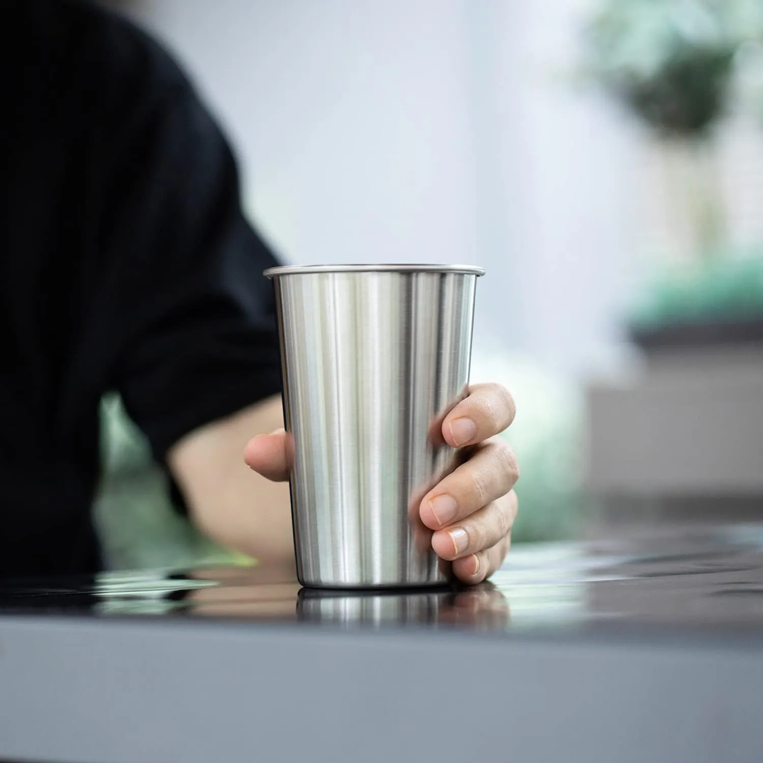 12 Pack 16oz Stainless Steel Pint Cup,Healthy Unbreakable and Stackable,Metal Drinking Glasses