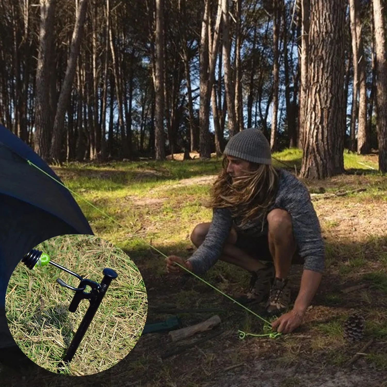 12 Pack Tent Stakes Heavy Duty Metal Tent Pegs for Camping Steel Tent Stakes 8 inch Unbreakable and Inflexible