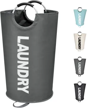 125L X-Large Laundry Basket, Freestanding Tall Clothes Hamper, Collapsible Laundry Bag, Waterproof with Foam Protected Aluminum Handles for College Dorm, Family,Dark Grey
