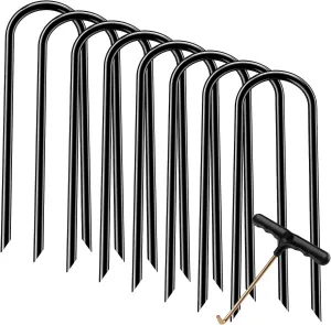 12inch Trampoline Accessories Trampolines Stakes Trampoline Anchors Heavy Duty High Wind U Type, Safety Accessories Galvanized Steel for Soccer Goals, Camping Tents and Garden Decoration