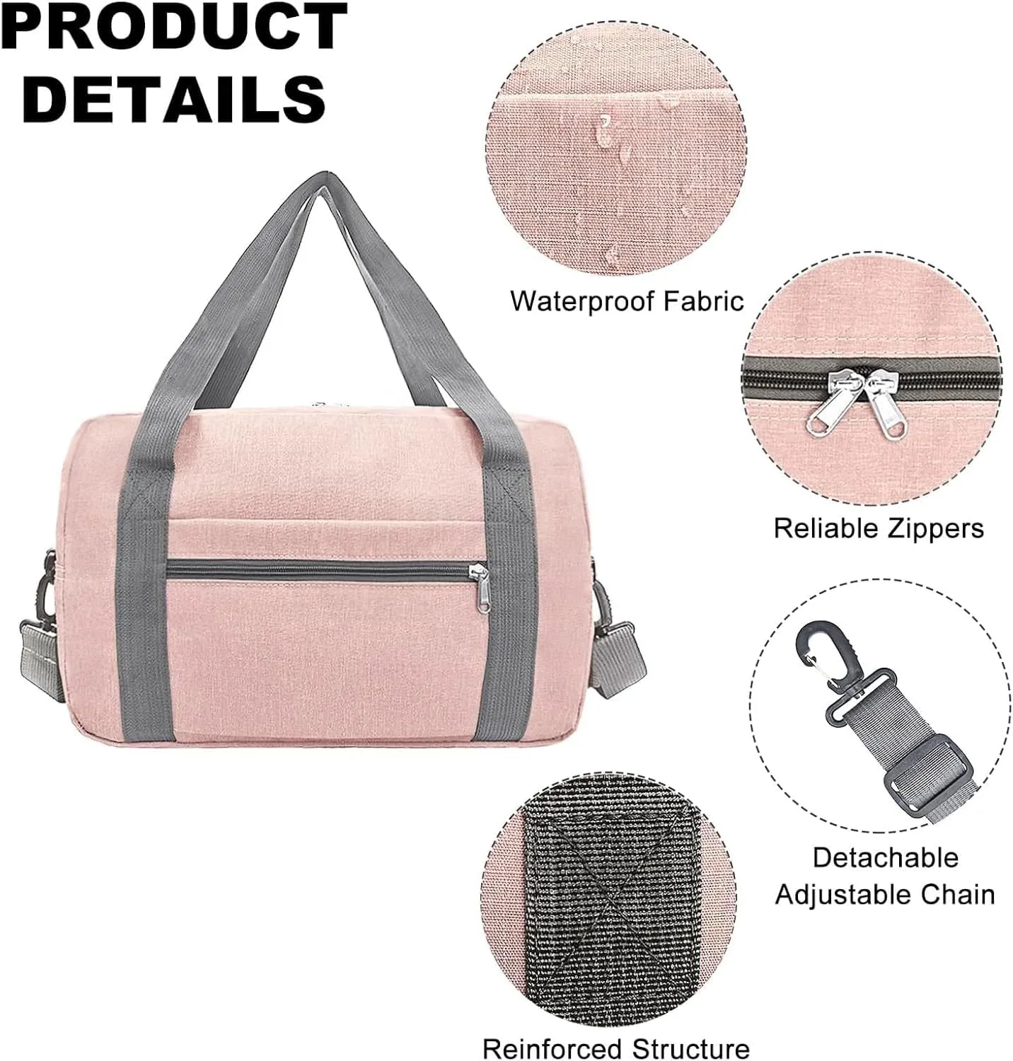 15 Inch Small Carry On Bags for Airplanes Spirit Airlines Personal Item Bag Underseat Foldable Travel Duffle Gym Bags for Women Men(20L,Pink)