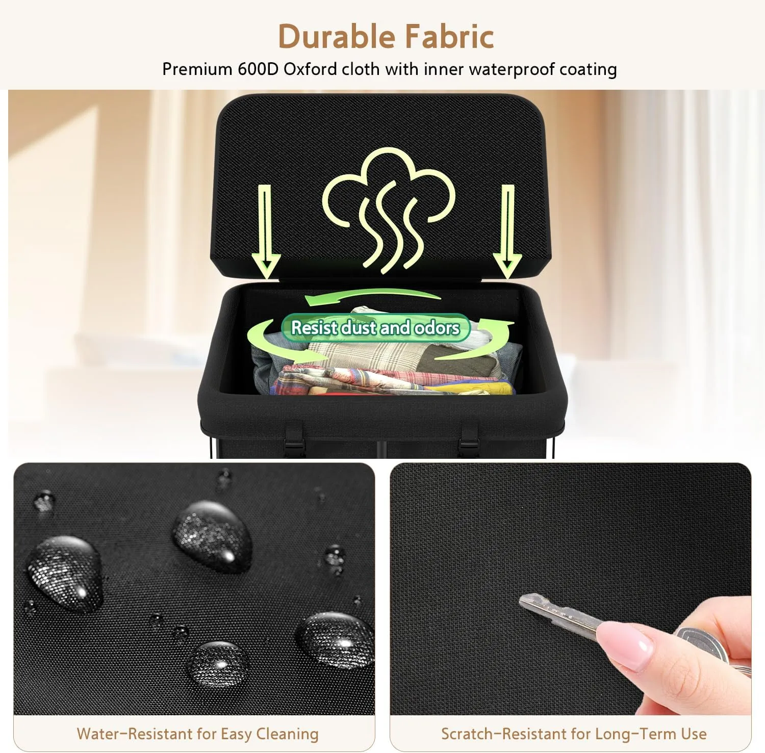 150L Large Laundry Hamper with Lid, Rolling Laundry Basket with Wheels, Oxford Fabric Dirty Clothes Hampers with Removable Laundry Bag & Metal Frame for Bedroom, Laundry Room, Bathroom, Dorm(Black)
