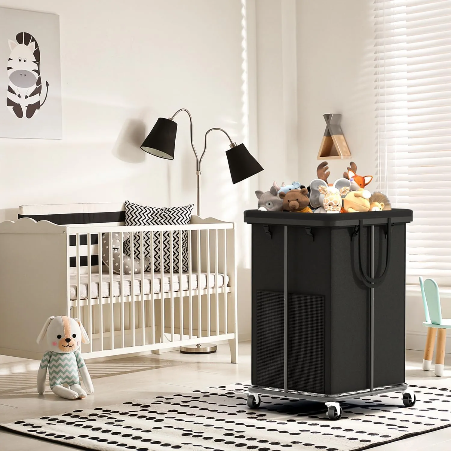 150L Large Laundry Hampers Basket with Removable Washing Bag, Oxford Fabric Laundry Hamper Clothes Hampers, Metal Frame Design with Wheels, Suitable for Bedroom, Laundry Room (Black with Bag)