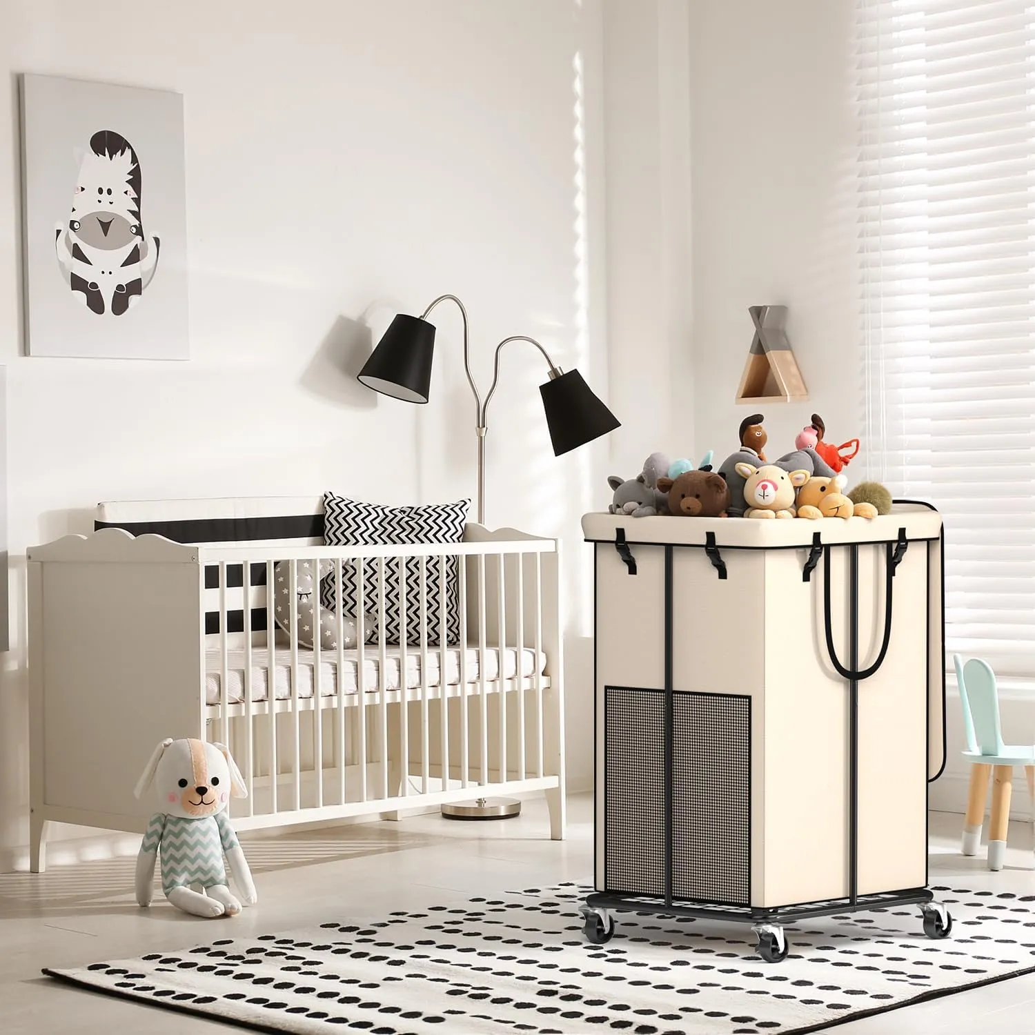 150L Large Laundry Hampers with Lid, Oxford Fabric Laundry Hampers, Metal Frame and Removable Bag Design with Wheels, Suitable for Bedroom, Bathroom, Dorm Room, Laundry Room (Cream Lid, 150L)