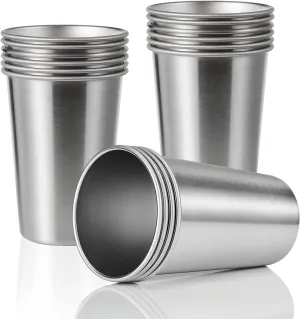 16 Pack 16oz Stainless Steel Pint Cup,Healthy Unbreakable and Stackable,Metal Drinking Glasses