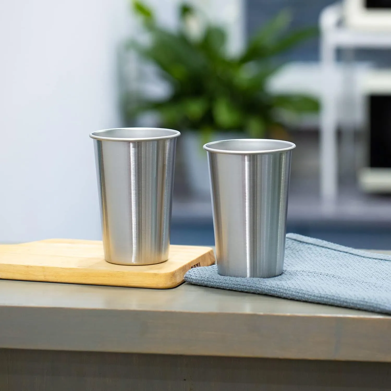 16 Pack 16oz Stainless Steel Pint Cup,Healthy Unbreakable and Stackable,Metal Drinking Glasses