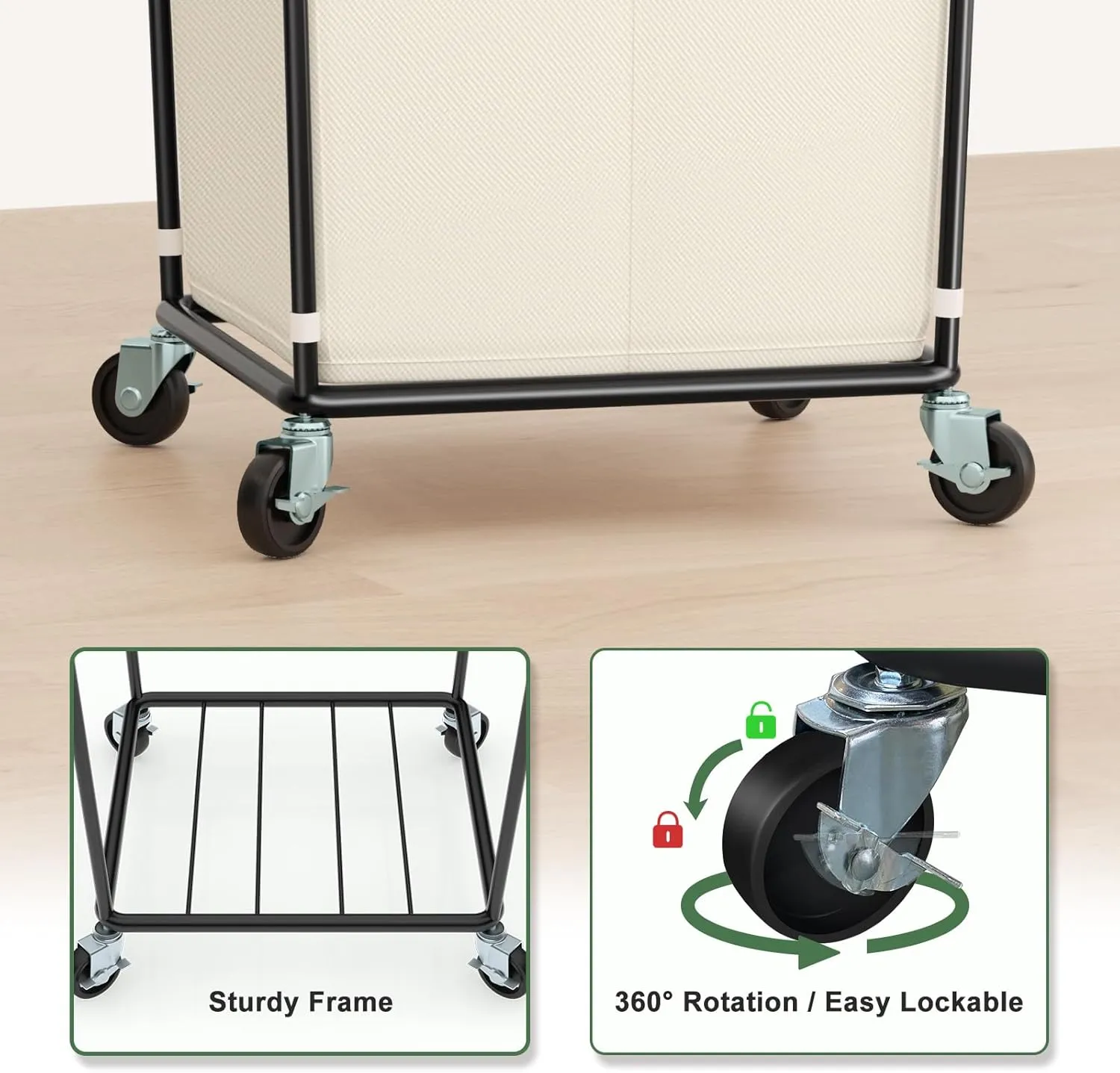 160L Laundry Hamper with Wheels, 2 Section Large Rolling Laundry Basket Bag with Wheels, Clothes Hamper Cart for Laundry, Bedroom, Bathroom and Dorm