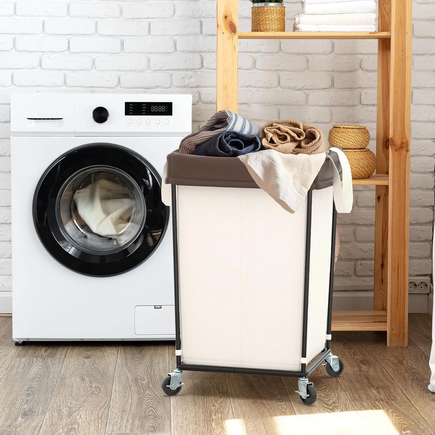 160L Laundry Hamper with Wheels, 2 Section Large Rolling Laundry Basket Bag with Wheels, Clothes Hamper Cart for Laundry, Bedroom, Bathroom and Dorm