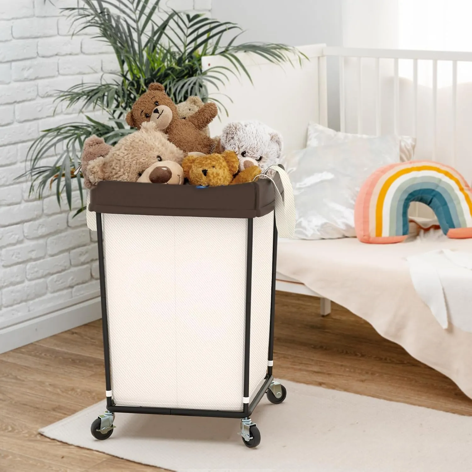 160L Laundry Hamper with Wheels, 2 Section Large Rolling Laundry Basket Bag with Wheels, Clothes Hamper Cart for Laundry, Bedroom, Bathroom and Dorm