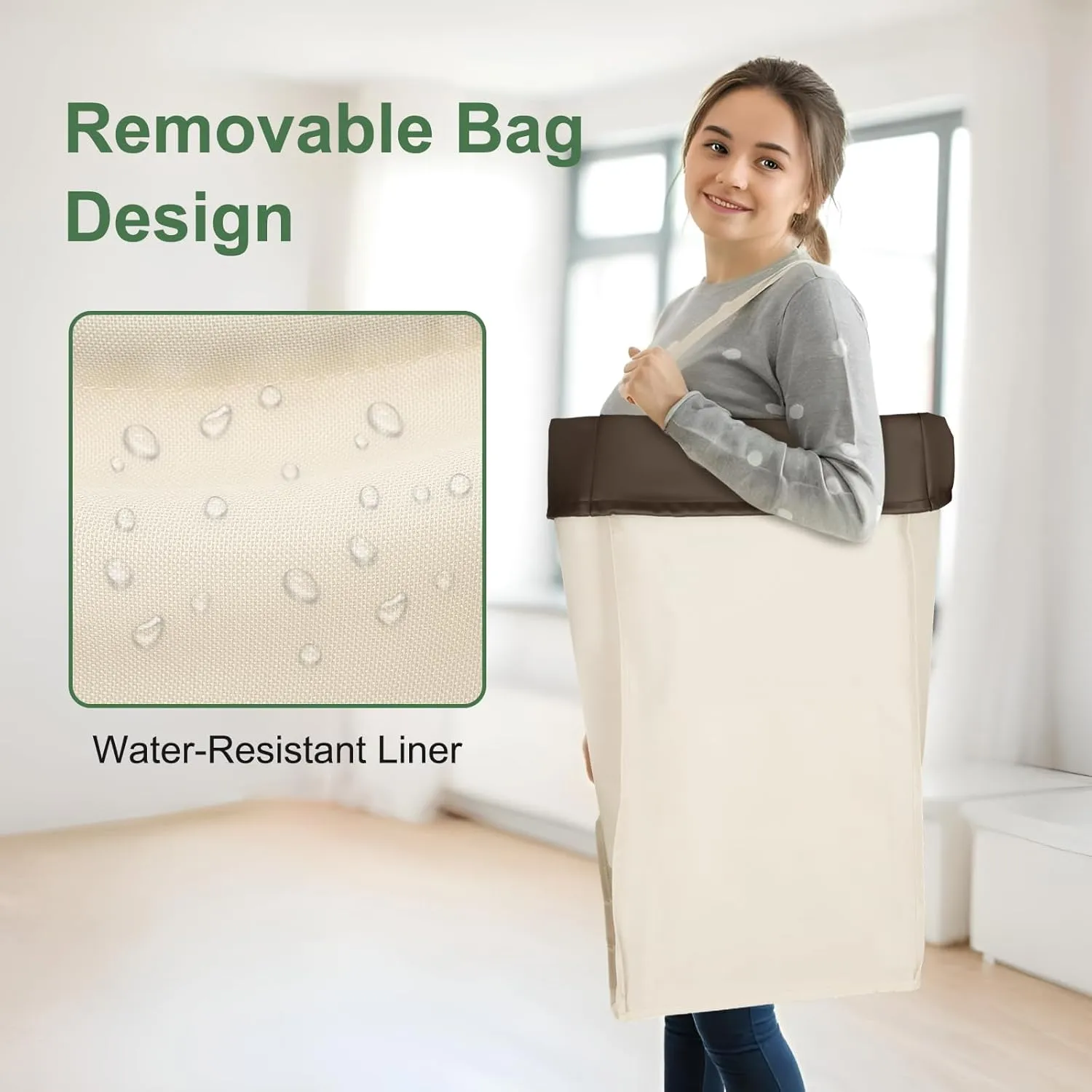 160L Laundry Hamper with Wheels, 2 Section Large Rolling Laundry Basket Bag with Wheels, Clothes Hamper Cart for Laundry, Bedroom, Bathroom and Dorm