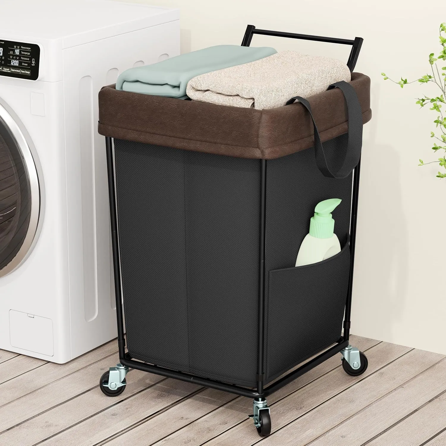 160L Laundry Hamper with Wheels and Handle, 2 Section Large Rolling Laundry Basket Bag with Wheels, Clothes Hamper Cart for Laundry, Bedroom, Bathroom and Dorm