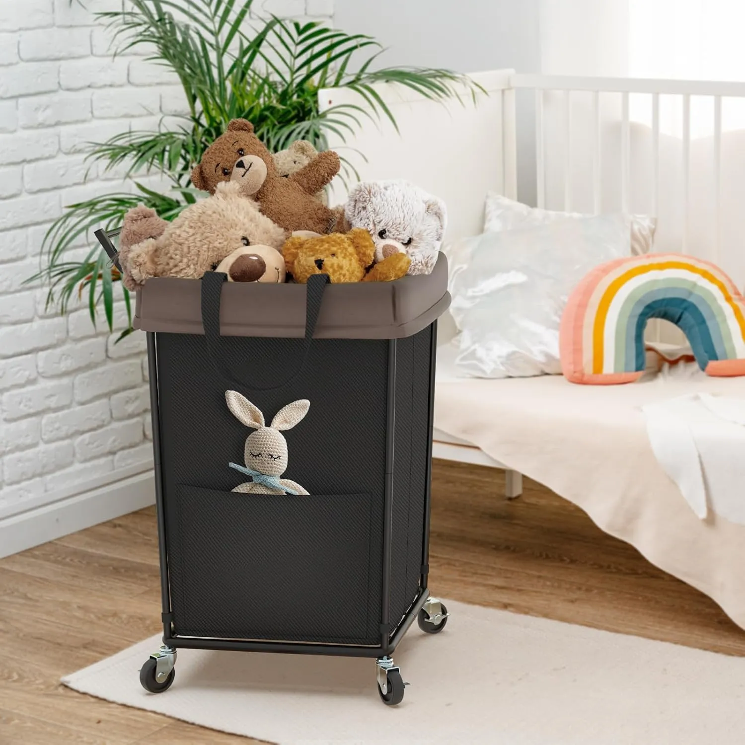 160L Laundry Hamper with Wheels and Handle, 2 Section Large Rolling Laundry Basket Bag with Wheels, Clothes Hamper Cart for Laundry, Bedroom, Bathroom and Dorm