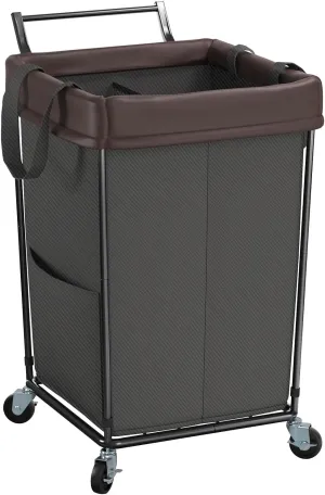 160L Laundry Hamper with Wheels and Handle, 2 Section Large Rolling Laundry Basket Bag with Wheels, Clothes Hamper Cart for Laundry, Bedroom, Bathroom and Dorm