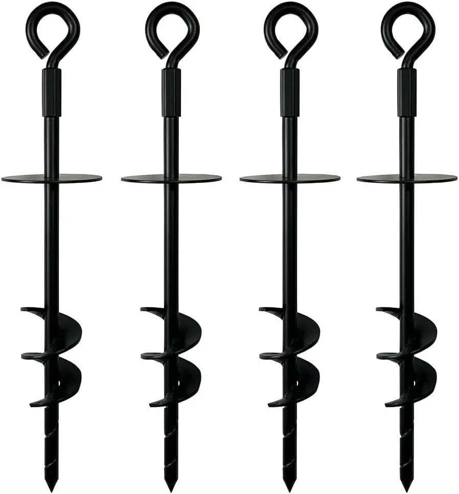 18 Inches Ground Anchors Screw in, 4Pcs Heavy Duty Trampoline Anchors for Swing Sets, Sheds, Tents, Canopies, Mobile Home