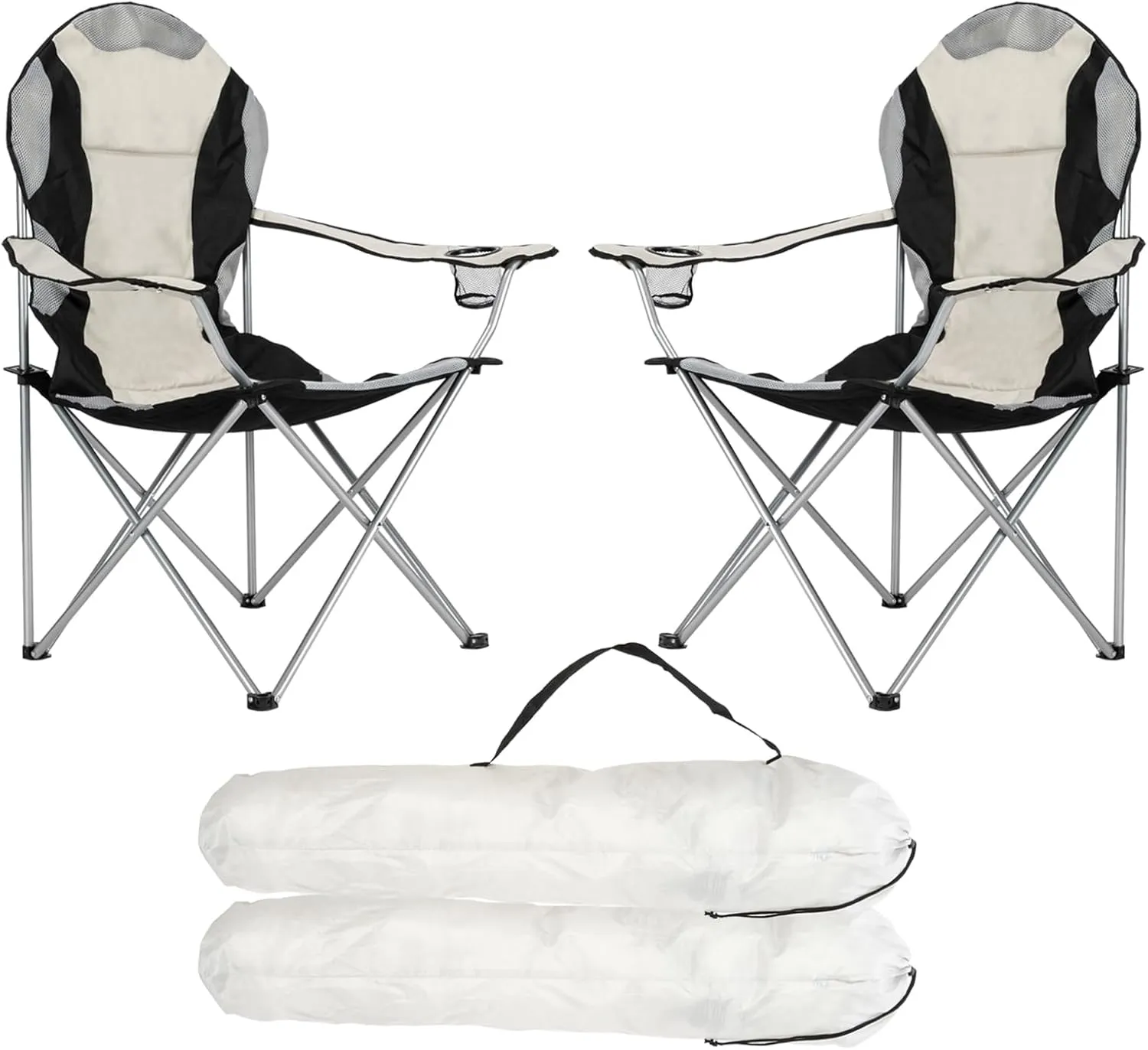 2 Pack Camping Chairs for Adults,Heavy Duty Lawn Chairs with Cup Holder and Carry Bag,Portable Camp Chair Lightweight Foldable Outdoor Chair Collapsible Chair for Tailgates, Beach, Sports,Black 2 Pcs
