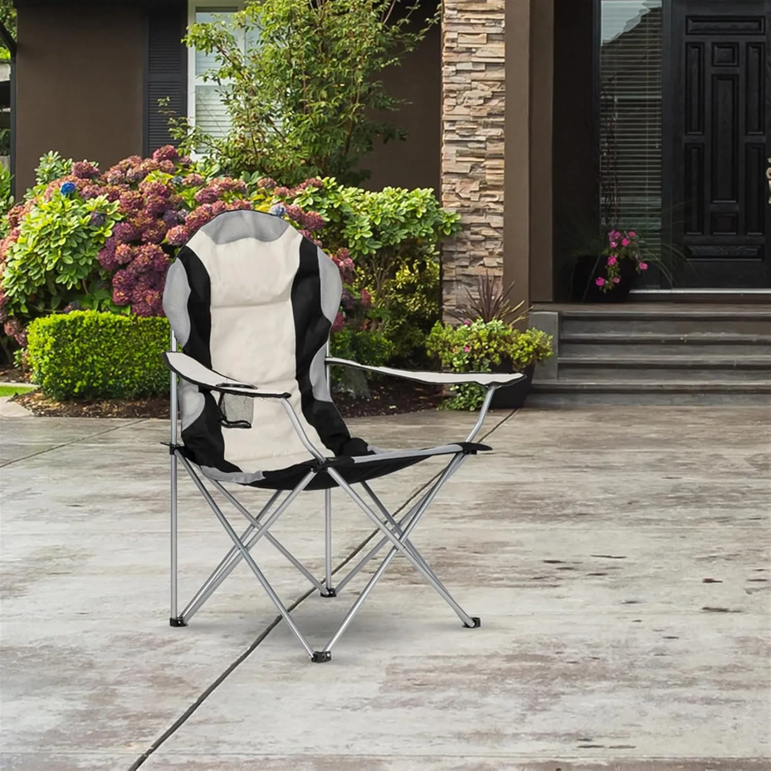 2 Pack Camping Chairs for Adults,Heavy Duty Lawn Chairs with Cup Holder and Carry Bag,Portable Camp Chair Lightweight Foldable Outdoor Chair Collapsible Chair for Tailgates, Beach, Sports,Black 2 Pcs
