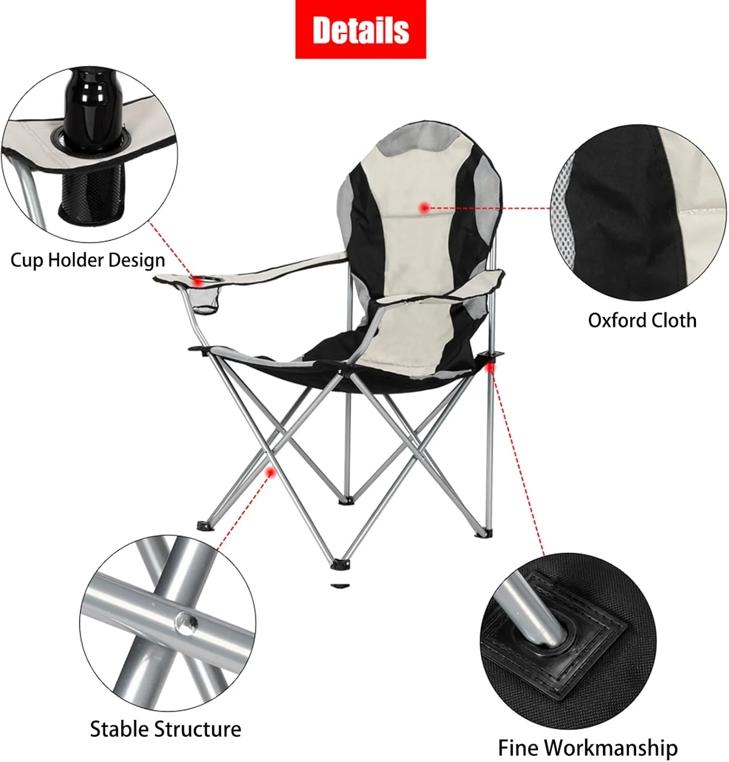 2 Pack Camping Chairs for Adults,Heavy Duty Lawn Chairs with Cup Holder and Carry Bag,Portable Camp Chair Lightweight Foldable Outdoor Chair Collapsible Chair for Tailgates, Beach, Sports,Black 2 Pcs