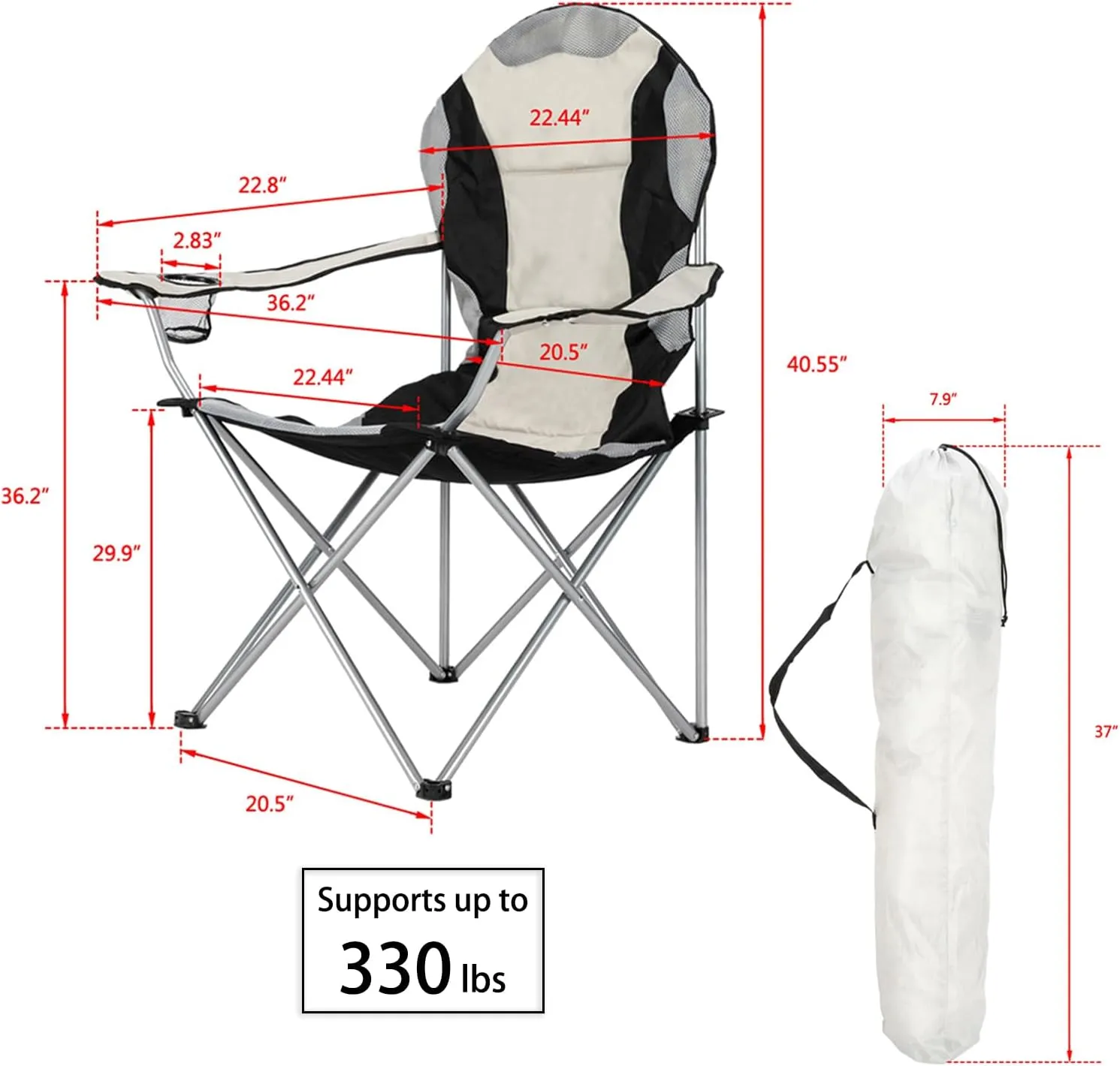 2 Pack Camping Chairs for Adults,Heavy Duty Lawn Chairs with Cup Holder and Carry Bag,Portable Camp Chair Lightweight Foldable Outdoor Chair Collapsible Chair for Tailgates, Beach, Sports,Black 2 Pcs