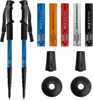 2 Pack Hiking Poles for Junior, Nordic Walking Trekking Pole Hiking Sticks Lightweight Collapsible & Shock-Absorbent Aluminum with Quick Adjustable Locks for Youth & Women