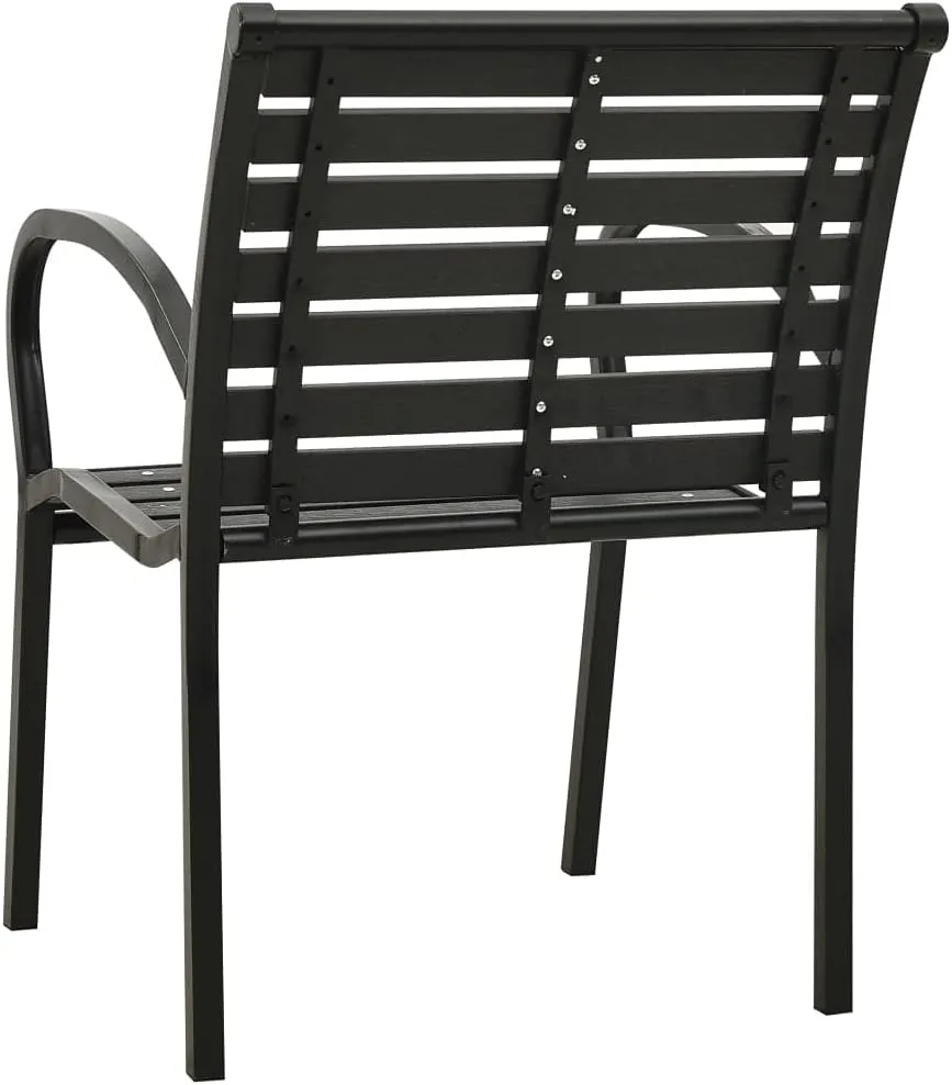2-Pack Stackable Patio Chairs Steel and WPC Black Outdoor Furniture for Garden, Poolside & Backyard Durable Weather-Resistant Design