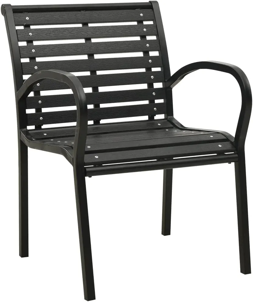 2-Pack Stackable Patio Chairs Steel and WPC Black Outdoor Furniture for Garden, Poolside & Backyard Durable Weather-Resistant Design
