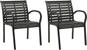 2-Pack Stackable Patio Chairs Steel and WPC Black Outdoor Furniture for Garden, Poolside & Backyard Durable Weather-Resistant Design