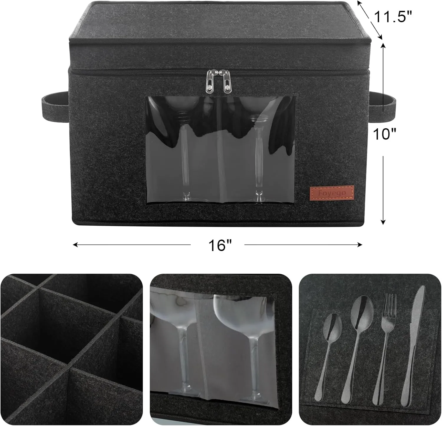 2 Pack Wine Glass Storage Box with Dividers, Stemware Storage Containers for Packing and Moving, China Storage Containers Box for 12 Crystal Glassware, Wine Glasses, Drinkware