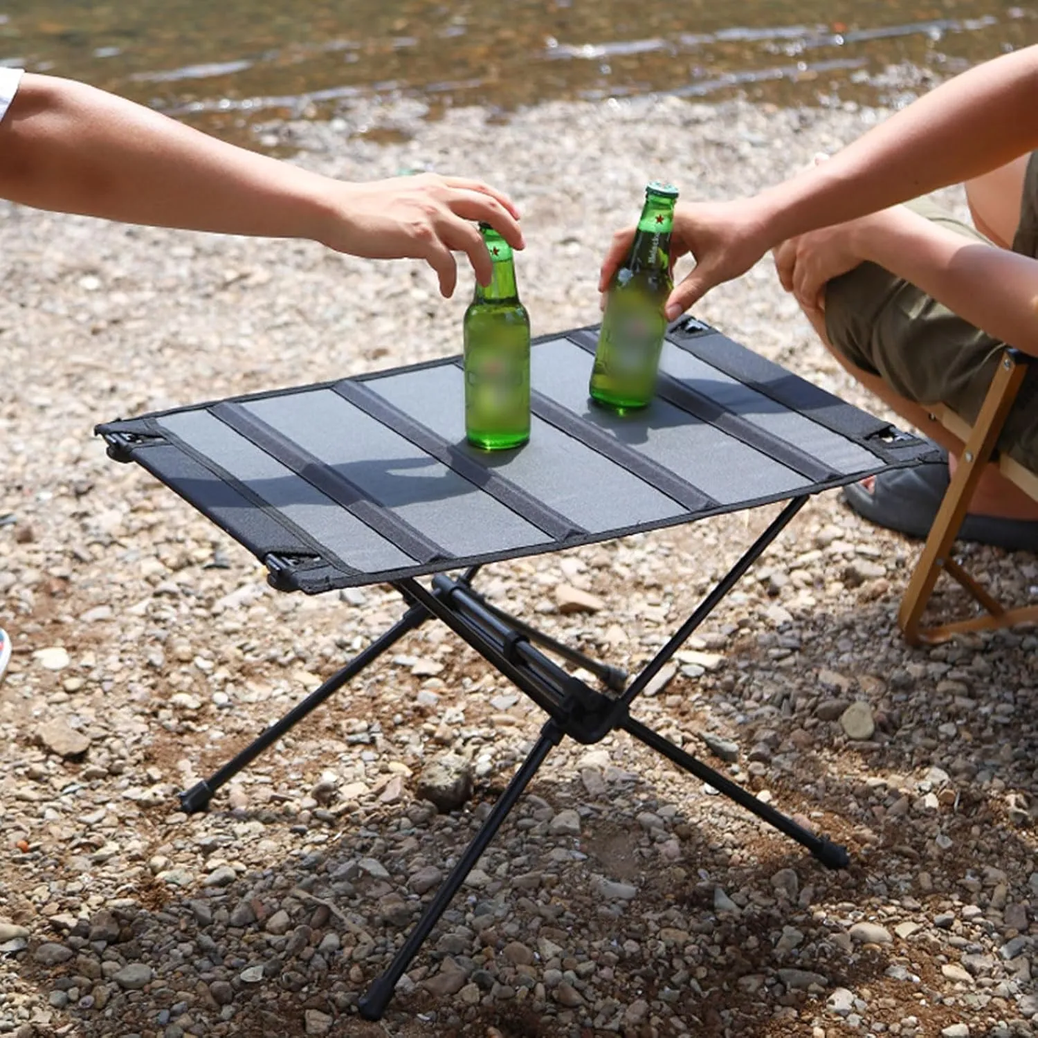 2 Pcs Folding Picnic Tables with Chairs, Outdoor Camping Table Small Compact Foldable Chair for Hiking Party Friends Gathering RV Travelling
