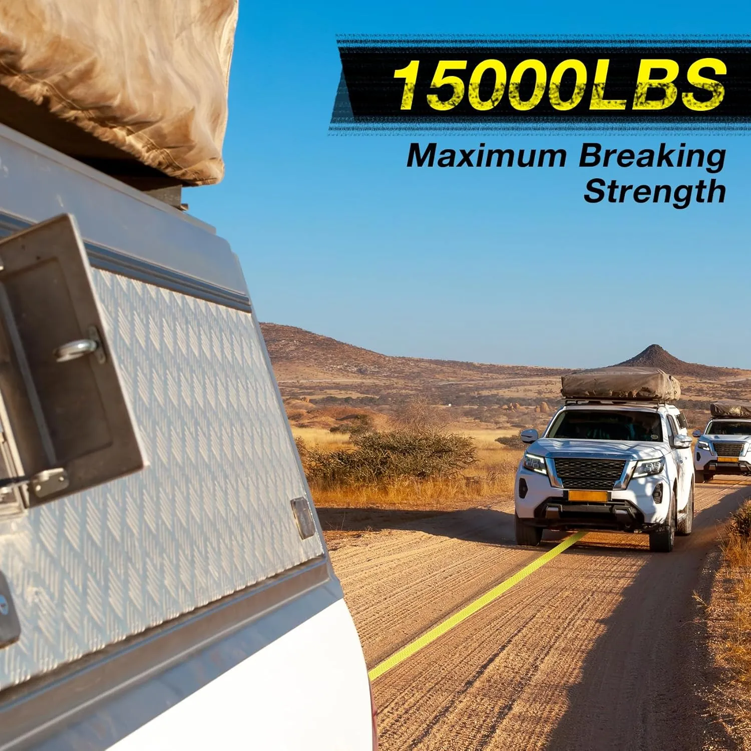 2 PCS Heavy Duty Tow Strap with Hooks, 2" x 20ft Recovery Tow Strap with Hooks 15000 lbs Tree Saver Strap Nylon Towing Rope for ATV, Trucks, Car, Vehicles, Roadside Emergency