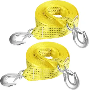 2 PCS Heavy Duty Tow Strap with Hooks, 2" x 20ft Recovery Tow Strap with Hooks 15000 lbs Tree Saver Strap Nylon Towing Rope for ATV, Trucks, Car, Vehicles, Roadside Emergency