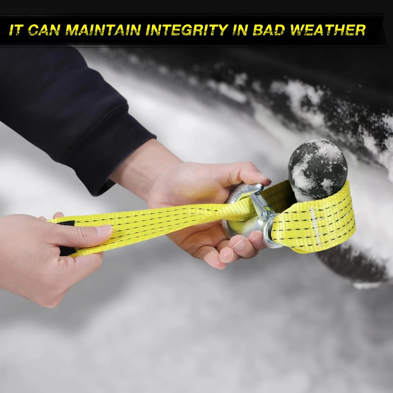 2 PCS Heavy Duty Tow Strap with Hooks, 2" x 20ft Recovery Tow Strap with Hooks 15000 lbs Tree Saver Strap Nylon Towing Rope for ATV, Trucks, Car, Vehicles, Roadside Emergency