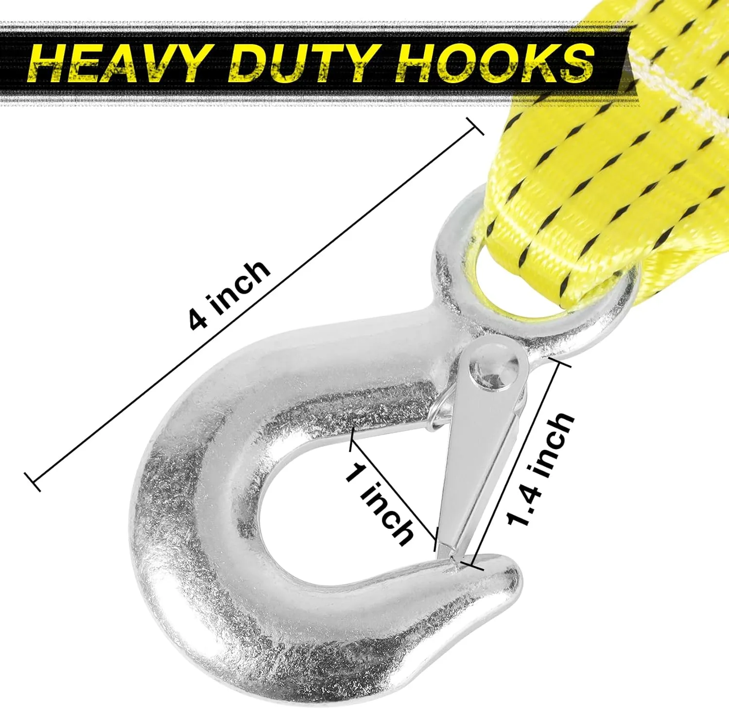 2 PCS Heavy Duty Tow Strap with Hooks, 2" x 20ft Recovery Tow Strap with Hooks 15000 lbs Tree Saver Strap Nylon Towing Rope for ATV, Trucks, Car, Vehicles, Roadside Emergency