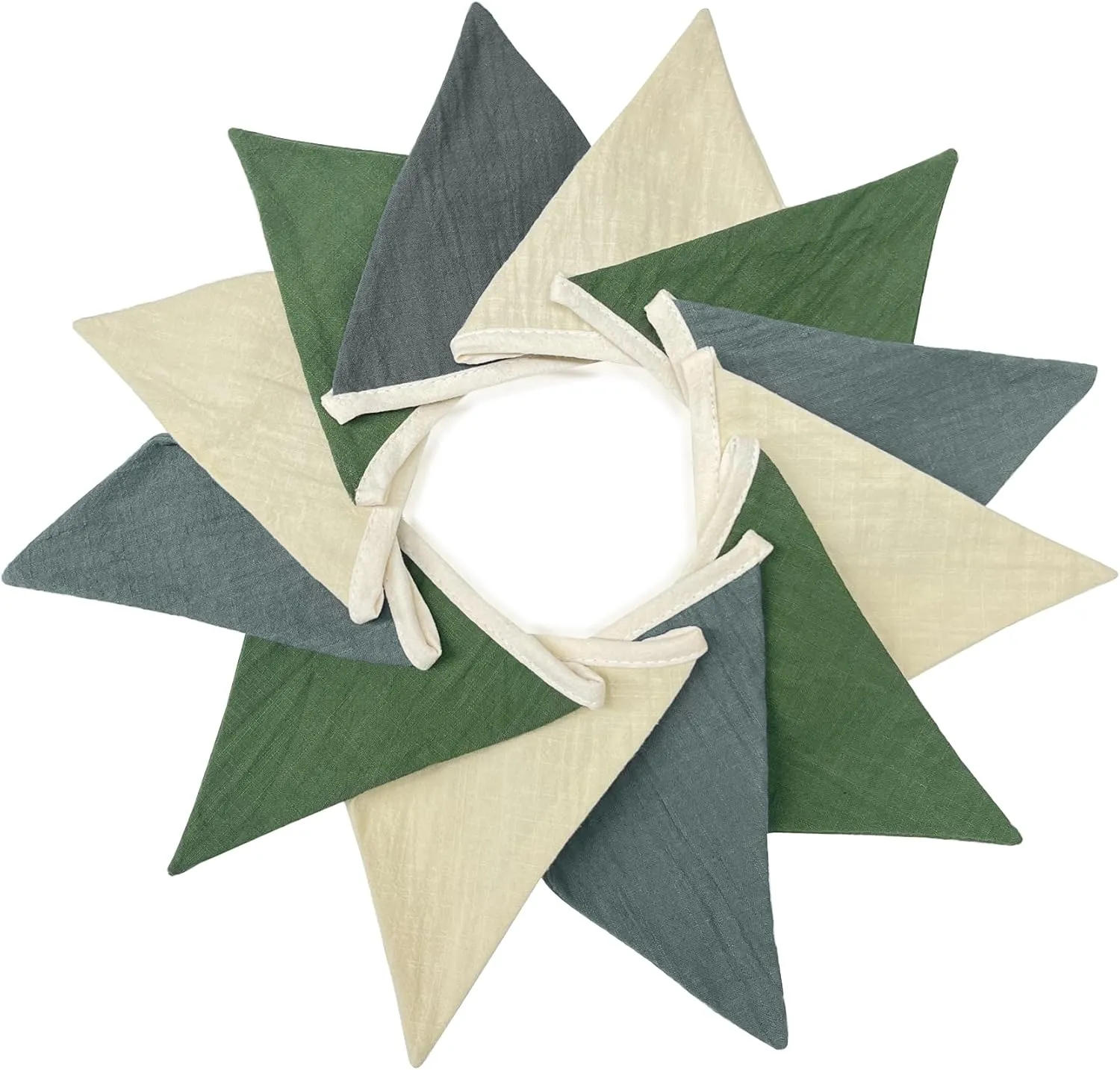2 Sets of Green Grey Beige Nursery Garland 24Pcs Woodland Fabric Linen Pennant Banner Flags Triangle Streamers for Baby Playroom Decor Kids Camping Birthday Baby Shower Jungle Party Decorations