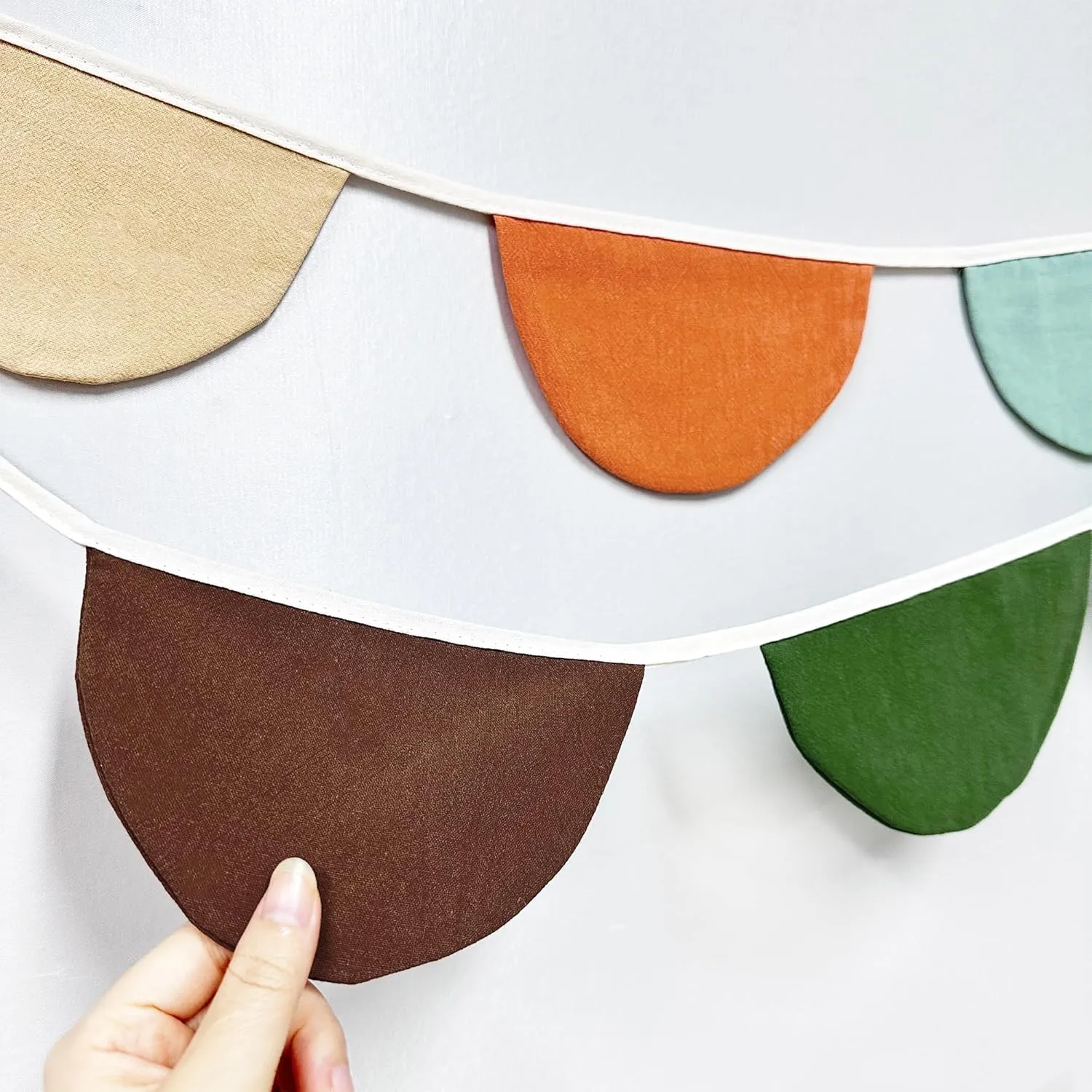 2 Sets of Orange Green Brown Half Round Banner 20Pcs Nursery Garland Flags Fabric Semicircle treamers for Baby's Room Decor Kids Camping Jungle Safari Animal Birthday Baby Shower Party Decorations
