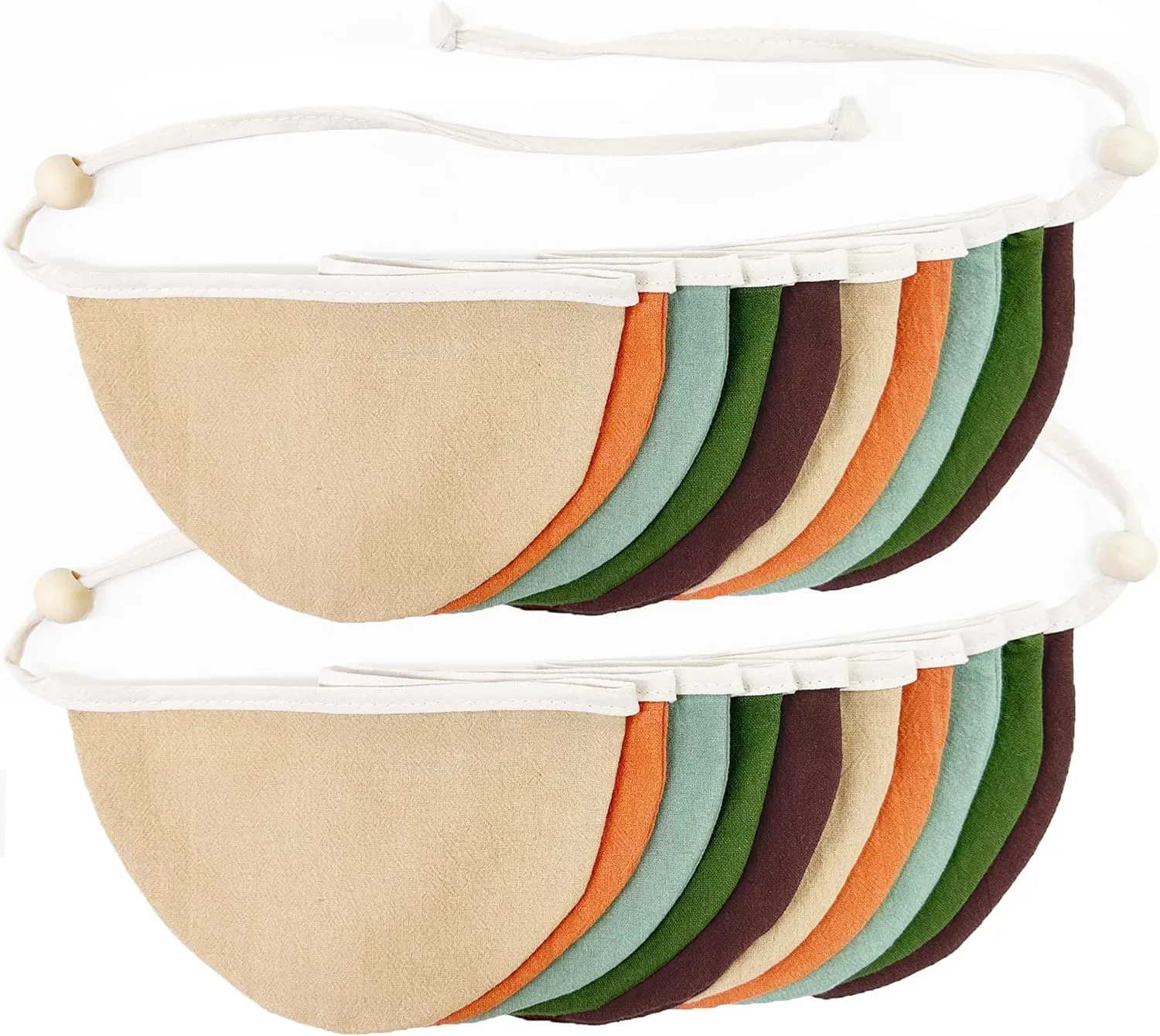 2 Sets of Orange Green Brown Half Round Banner 20Pcs Nursery Garland Flags Fabric Semicircle treamers for Baby's Room Decor Kids Camping Jungle Safari Animal Birthday Baby Shower Party Decorations