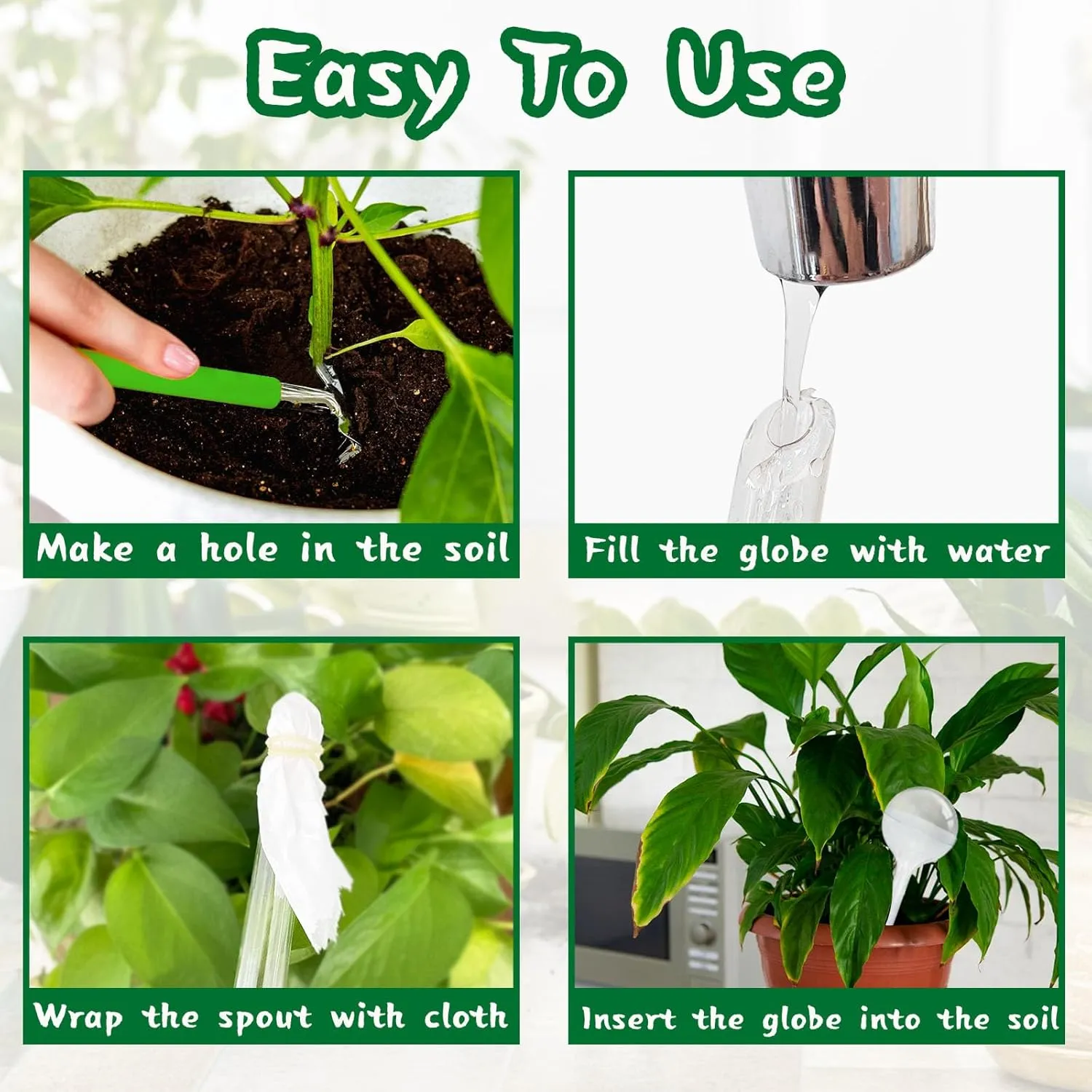 20 PCS Clear Plant Watering Globes,Plastic Self-Watering Bulbs,Self Watering Planter Insert Plant Accessories for Plants Indoor,Outdoor,Flowerpot,Home Garden(Large,Medium,Small)