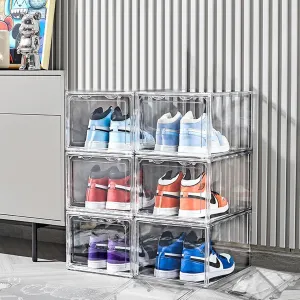 2024 New 6-piece ABS Double Magnetic Door Shoe Cabinet, 360 Degree Panorama High-definition Transparent Shoe Box, Used For Storing Sports Shoes, High Heels, Boots, Toys, Etc, Shoe Organizer Size 14