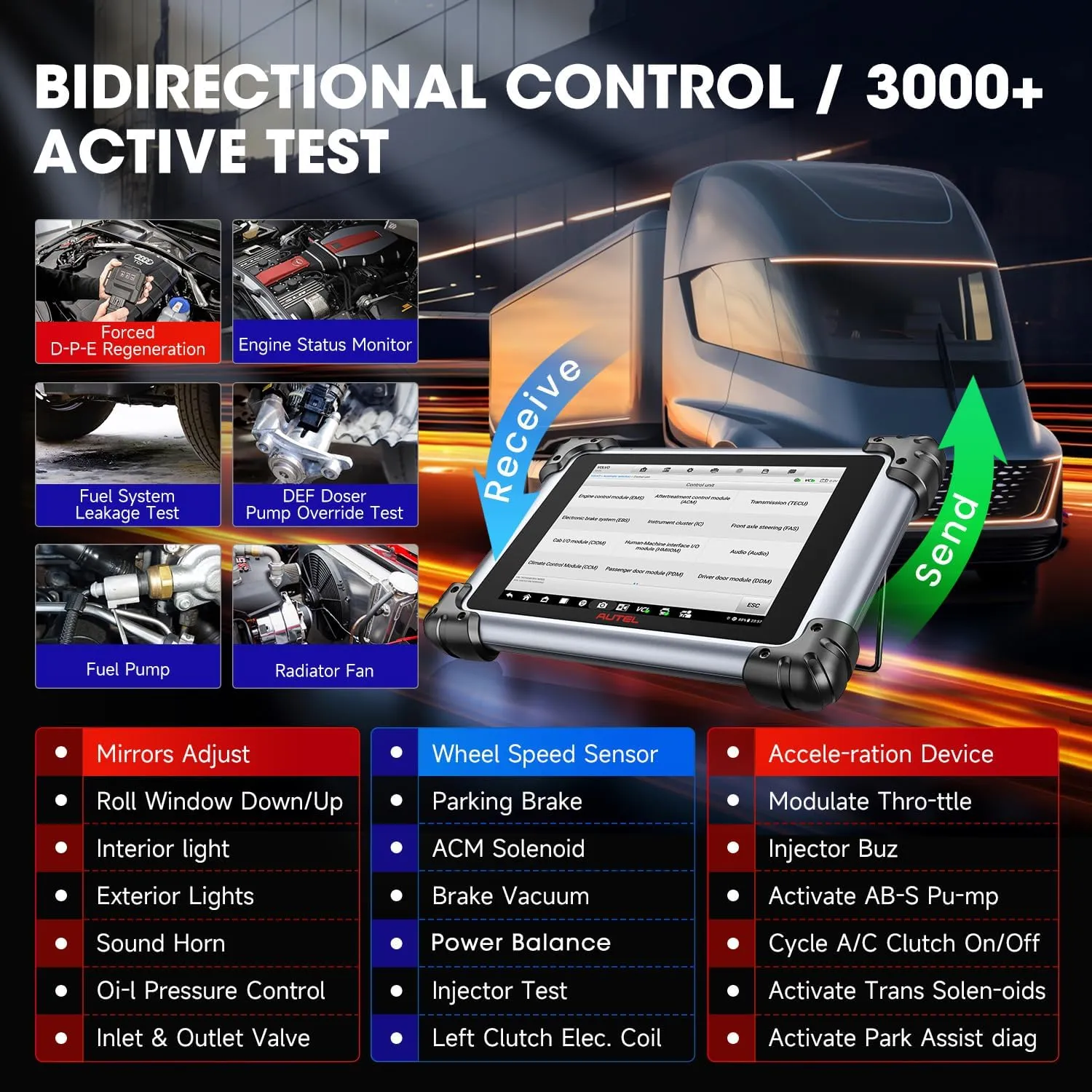 2025 Autel MaxiSYS CV MS908CV II Heavy Duty Truck Scanner, Same as MS909CV Up of MS908CV, J2534 Programmer, Coding, Semi Truck Full System Diagnostic Tool, Bidirectional Diesel Scan Tool w/ 64  Resets
