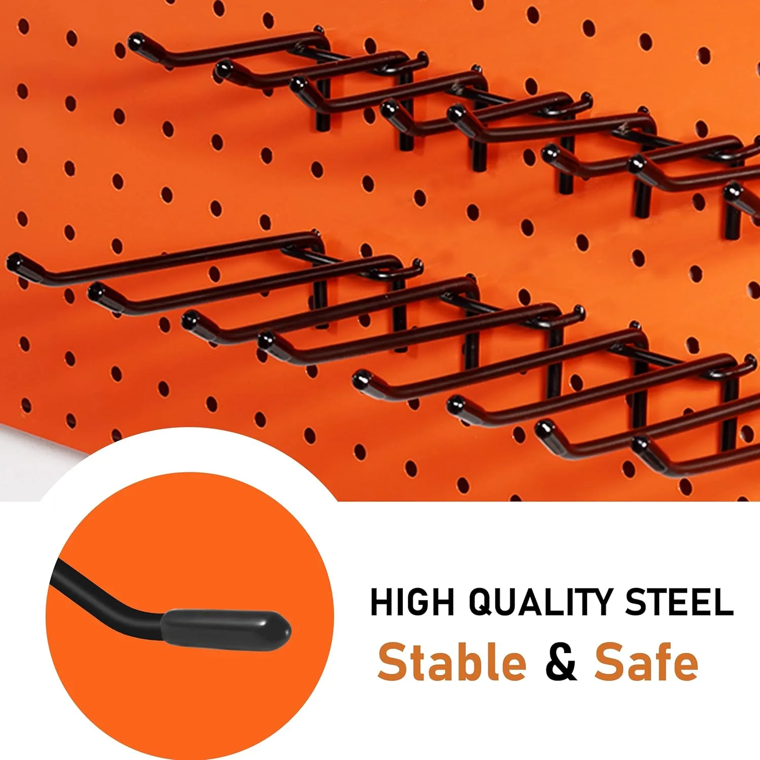 20Pcs 4/6Inch Double Arm Pegboard Hooks, Fit 1/4" Pegboard Hole, Metal Peg Board Peg Tool Holder Hanger with Black Rubber Tip Peg Board Organizer Accessories for Hanging Tool (Black, 4/6 Inch)