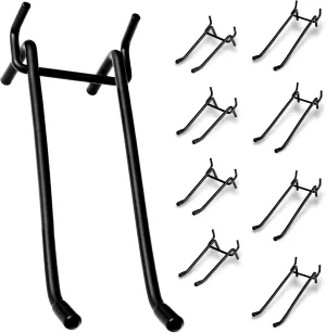 20Pcs 4/6Inch Double Arm Pegboard Hooks, Fit 1/4" Pegboard Hole, Metal Peg Board Peg Tool Holder Hanger with Black Rubber Tip Peg Board Organizer Accessories for Hanging Tool (Black, 4/6 Inch)